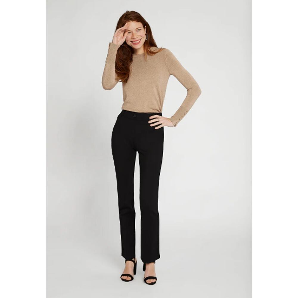 Betabrand Women's Classic Dress Pants Yoga Pants Black Straight Pull Up Stretch‎